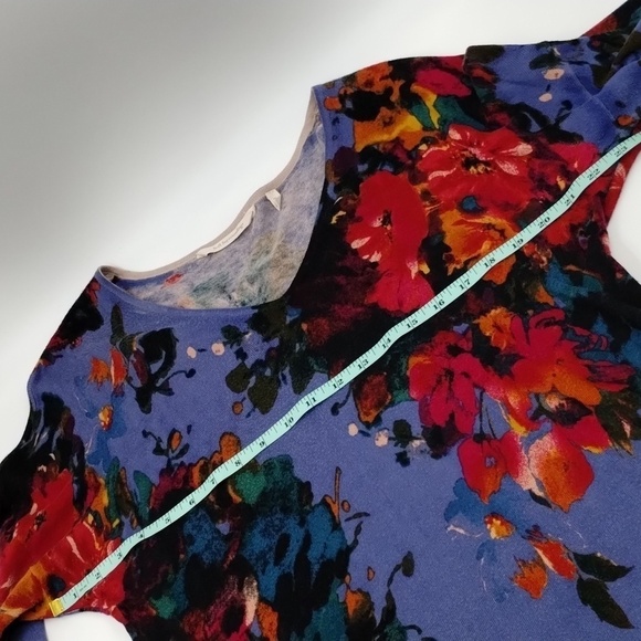 Soft Surroundings Sz M Fleur Aquarelle Floral Knit Top Floral Womens - Picture 6 of 10